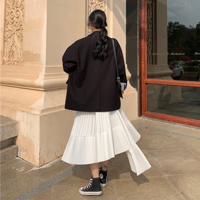 アシンメトリープリーツロングスカート　２色展開 - select store mirror meアシンメトリープリーツロングスカート　２色展開187757457mirror meselect store mirror me187757457ホワイトS