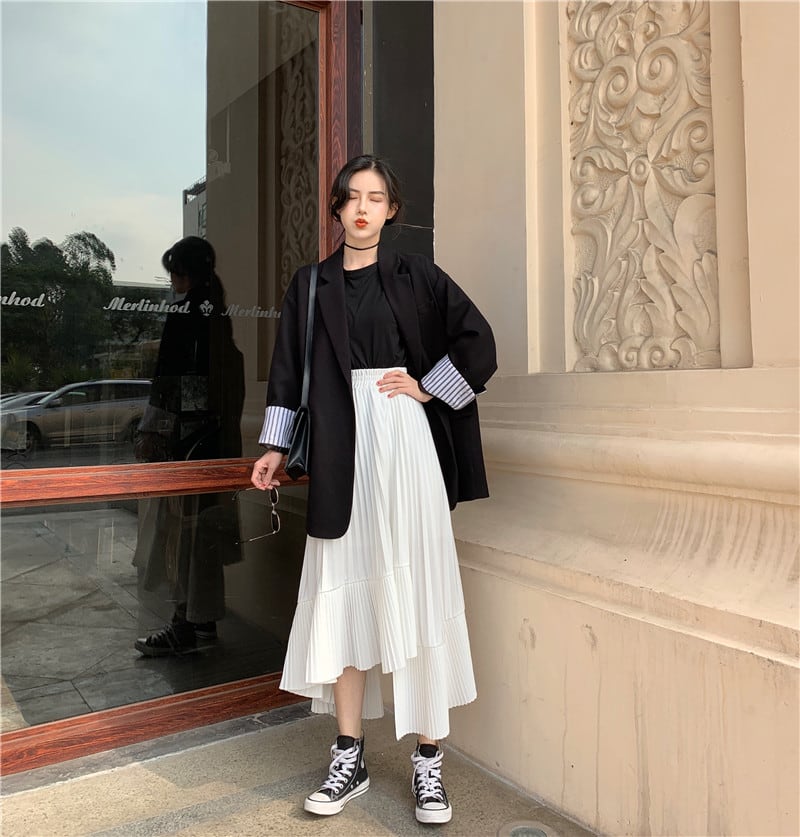 アシンメトリープリーツロングスカート　２色展開 - select store mirror meアシンメトリープリーツロングスカート　２色展開187757457mirror meselect store mirror me187757457ホワイトS