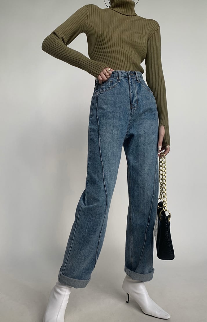 斜めライン入り美ラインストレートデニムパンツ　２色展開 - select store mirror me斜めライン入り美ラインストレートデニムパンツ　２色展開188902455mirror meselect store mirror me188902455ブルーS