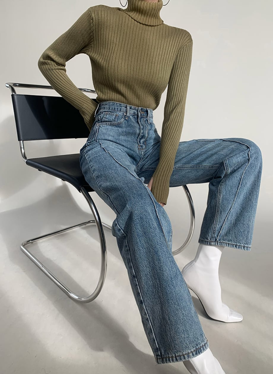 斜めライン入り美ラインストレートデニムパンツ　２色展開 - select store mirror me斜めライン入り美ラインストレートデニムパンツ　２色展開188902455mirror meselect store mirror me188902455ブルーS