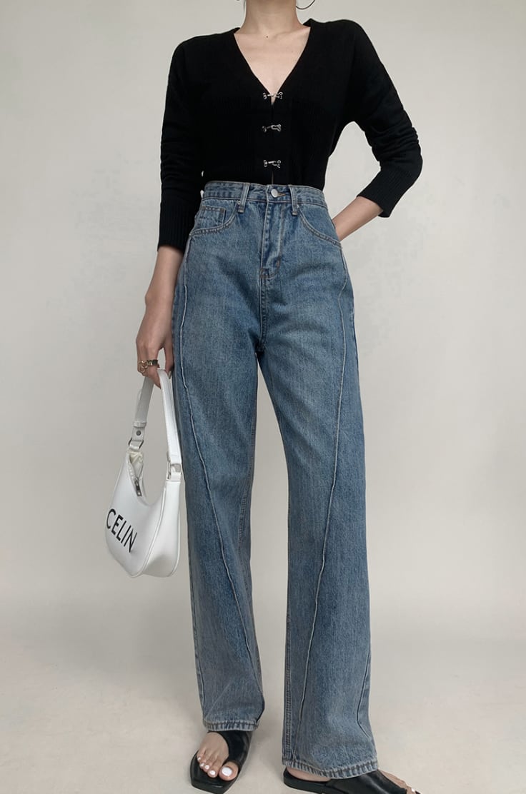 斜めライン入り美ラインストレートデニムパンツ　２色展開 - select store mirror me斜めライン入り美ラインストレートデニムパンツ　２色展開188902455mirror meselect store mirror me188902455ブルーS