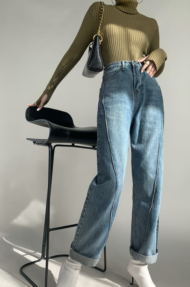 斜めライン入り美ラインストレートデニムパンツ　２色展開 - select store mirror me斜めライン入り美ラインストレートデニムパンツ　２色展開188902455mirror meselect store mirror me188902455ブルーS