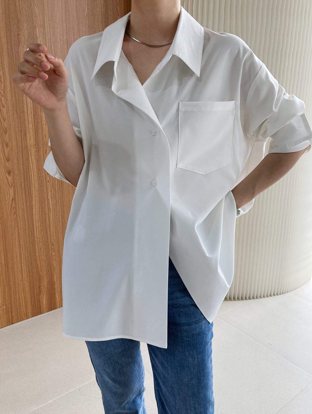 【動画あり】ゆるシルエットカッターシャツ　２色展開 - select store mirror me【動画あり】ゆるシルエットカッターシャツ　２色展開189789481mirror meselect store mirror me189789481ホワイトS