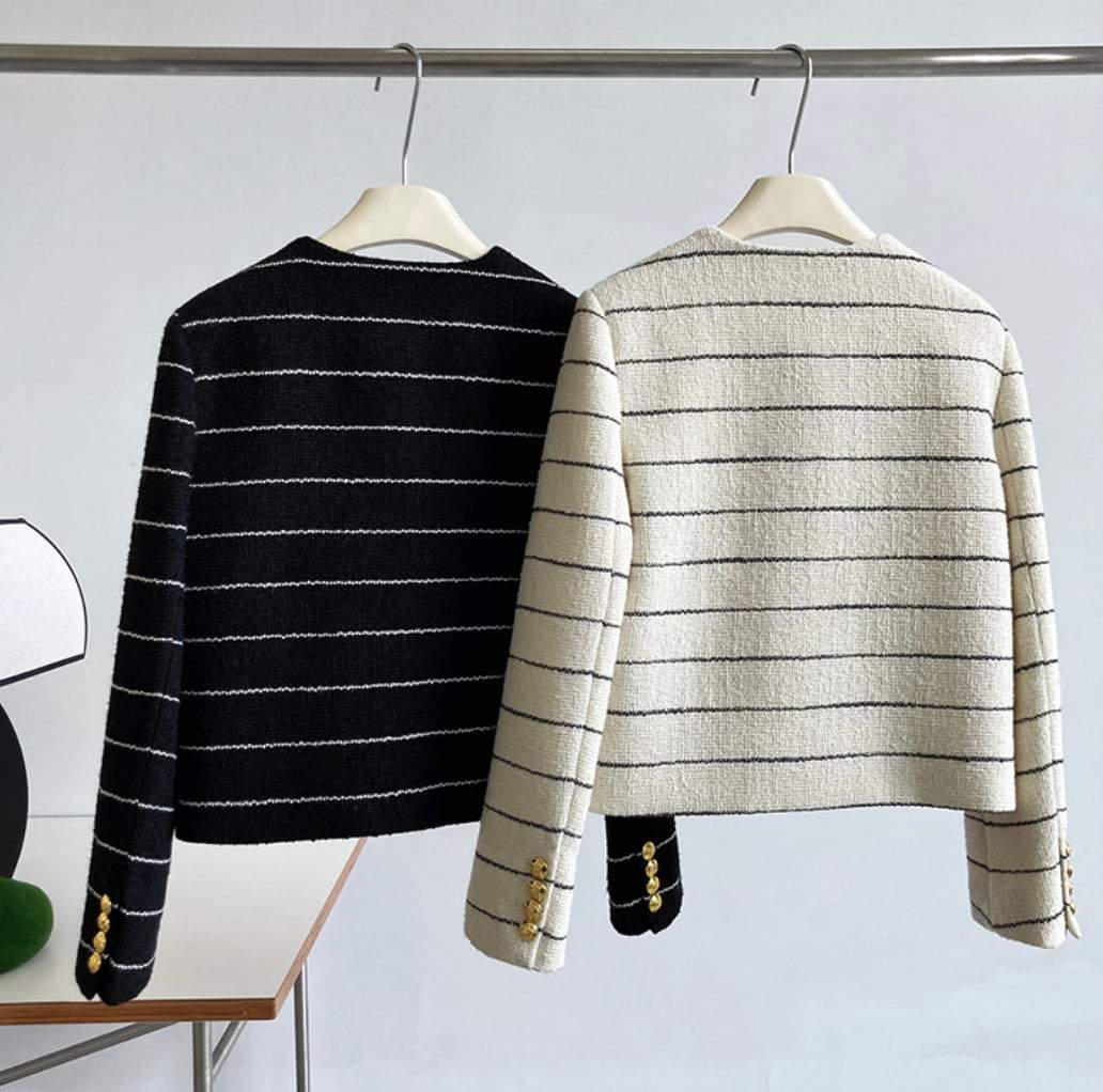 【動画あり】ボーダーツイードノーカラージャケット　２色展開 - select store mirror me【動画あり】ボーダーツイードノーカラージャケット　２色展開189794746mirror meselect store mirror me189794746ホワイトS