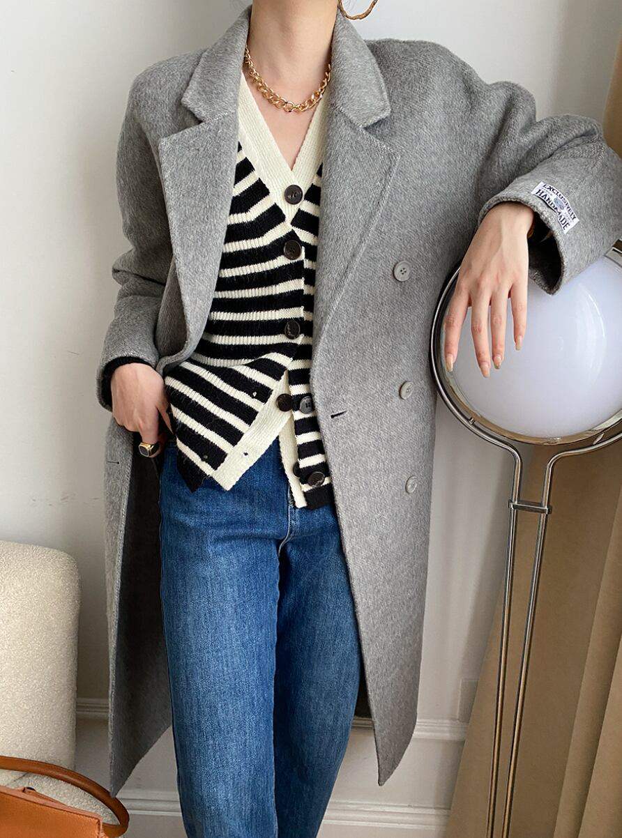 【動画あり】重ね着風ダブルボタンボーダーニットカーディガン　２色展開 - select store mirror me【動画あり】重ね着風ダブルボタンボーダーニットカーディガン　２色展開190811870mirror meselect store mirror me190811870ホワイト