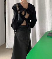 【動画あり】バックダブルリボンロングスリーブトップス　２色展開 - select store mirror me【動画あり】バックダブルリボンロングスリーブトップス　２色展開191019993mirror meselect store mirror me191019993アイボリー