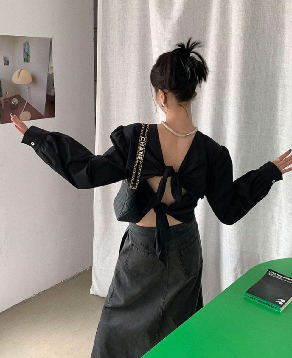 【動画あり】バックダブルリボンロングスリーブトップス　２色展開 - select store mirror me【動画あり】バックダブルリボンロングスリーブトップス　２色展開191019993mirror meselect store mirror me191019993アイボリー