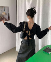 【動画あり】バックダブルリボンロングスリーブトップス　２色展開 - select store mirror me【動画あり】バックダブルリボンロングスリーブトップス　２色展開191019993mirror meselect store mirror me191019993アイボリー