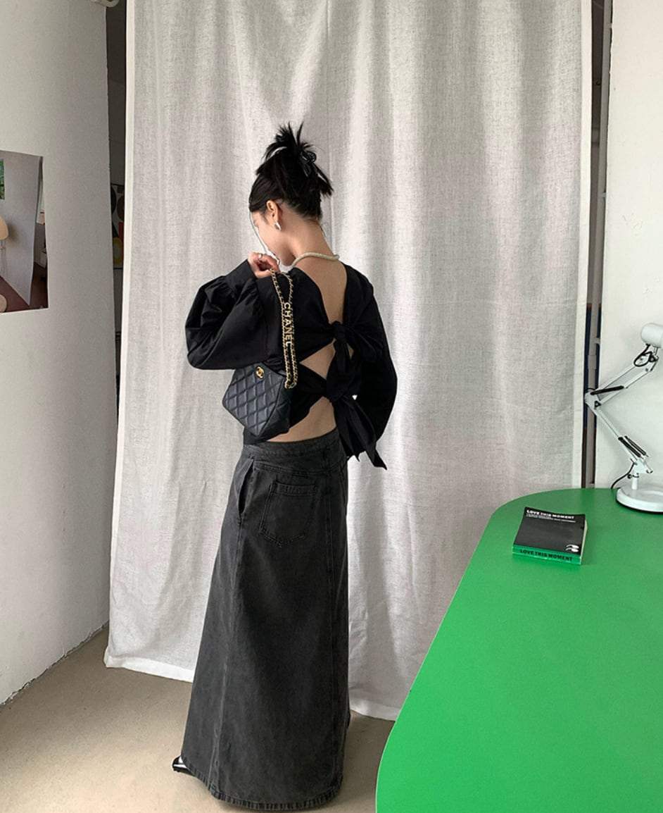 【動画あり】バックダブルリボンロングスリーブトップス　２色展開 - select store mirror me【動画あり】バックダブルリボンロングスリーブトップス　２色展開191019993mirror meselect store mirror me191019993アイボリー