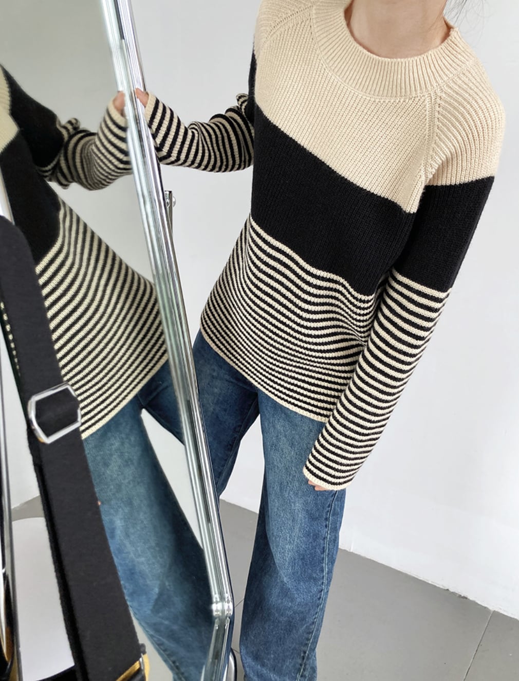 ランダムコントラストボーダーニット　２色展開 - select store mirror meランダムコントラストボーダーニット　２色展開191023631mirror meselect store mirror me191023631アイボリー