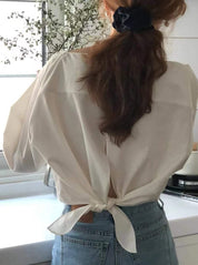 【動画あり】バックリボンラウンドネックブラウス　２色展開 - select store mirror me【動画あり】バックリボンラウンドネックブラウス　２色展開191451933mirror meselect store mirror me191451933ホワイト
