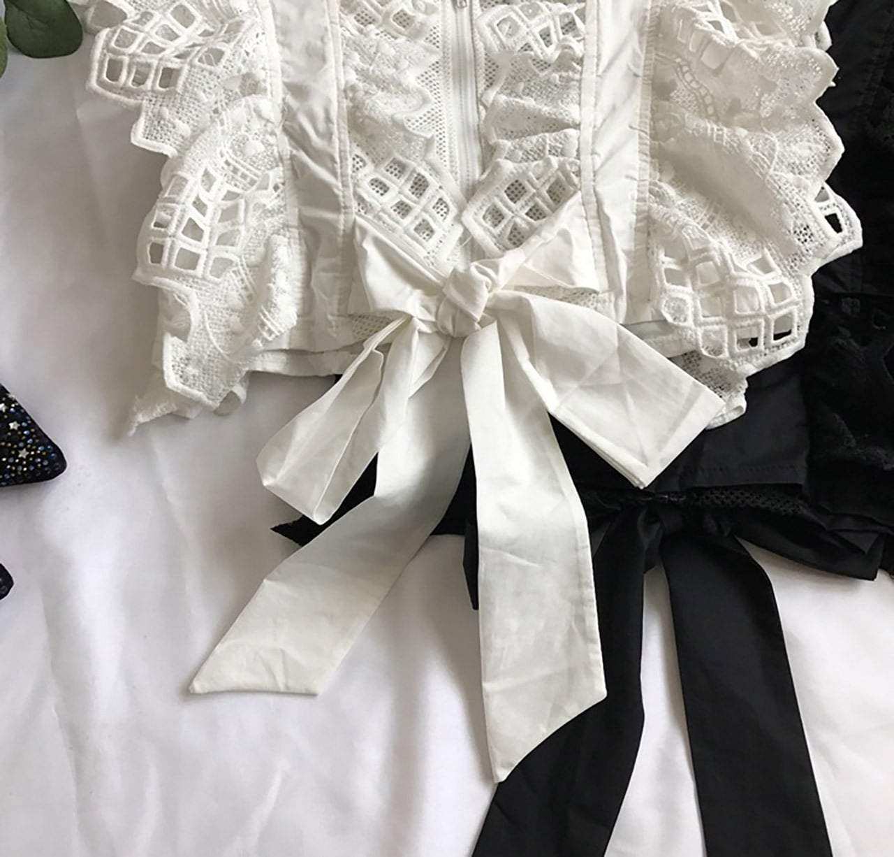 ＜ブラック即納＞バックリボンフリルレースショルダーコットントップス　２色展開 - select store mirror me＜ブラック即納＞バックリボンフリルレースショルダーコットントップス　２色展開194553645mirror meselect store mirror me194553645ホワイト