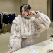 高品質フォックスファークロップドニットトップス　２色展開 - select store mirror me高品質フォックスファークロップドニットトップス　２色展開194871875mirror meselect store mirror me194871875ホワイト