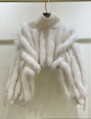 高品質フォックスファークロップドニットトップス　２色展開 - select store mirror me高品質フォックスファークロップドニットトップス　２色展開194871875mirror meselect store mirror me194871875ホワイト