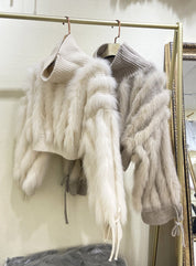 高品質フォックスファークロップドニットトップス　２色展開 - select store mirror me高品質フォックスファークロップドニットトップス　２色展開194871875mirror meselect store mirror me194871875ホワイト