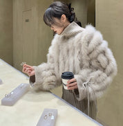 高品質フォックスファークロップドニットトップス　２色展開 - select store mirror me高品質フォックスファークロップドニットトップス　２色展開194871875mirror meselect store mirror me194871875ホワイト