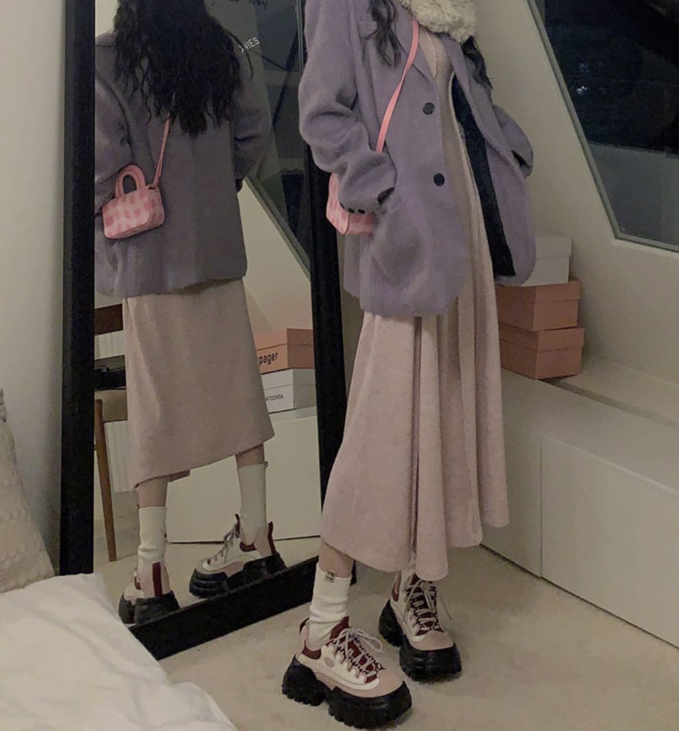 フレアラインスウェットワンピース　２色展開 - select store mirror meフレアラインスウェットワンピース　２色展開195732678mirror meselect store mirror me195732678ライトピンクS