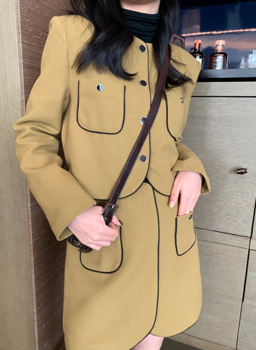 ラインノーカラーデザインミニスカートセットアップ　２色展開 - select store mirror meラインノーカラーデザインミニスカートセットアップ　２色展開198177124mirror meselect store mirror me198177124カーキS