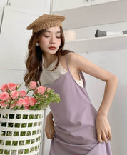【動画あり】ダブル重ね着風デザインワンピース　２色展開 - select store mirror me【動画あり】ダブル重ね着風デザインワンピース　２色展開198660514mirror meselect store mirror me198660514くすみパープルS
