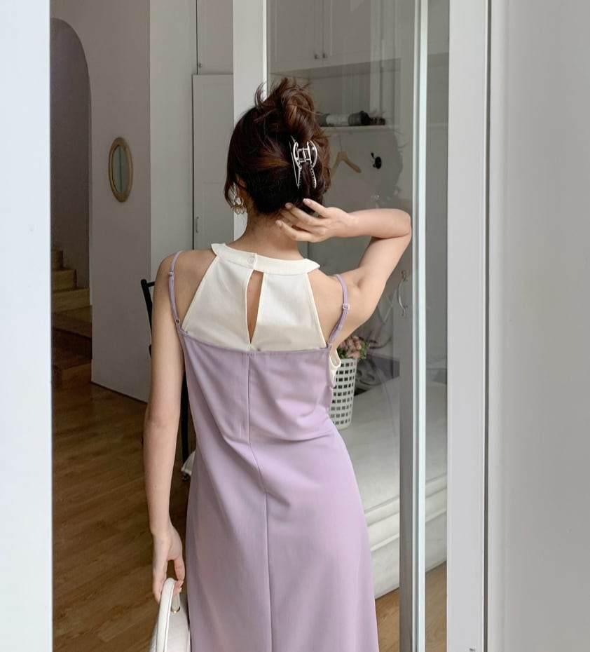 【動画あり】ダブル重ね着風デザインワンピース　２色展開 - select store mirror me【動画あり】ダブル重ね着風デザインワンピース　２色展開198660514mirror meselect store mirror me198660514くすみパープルS
