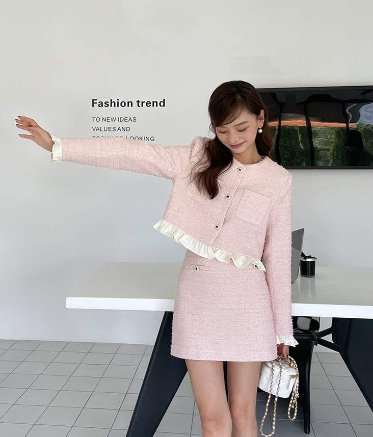 【動画あり】春カラーツイードフリルスカートセットアップ　２色展開 - select store mirror me【動画あり】春カラーツイードフリルスカートセットアップ　２色展開199273216mirror meselect store mirror me199273216ピンクS