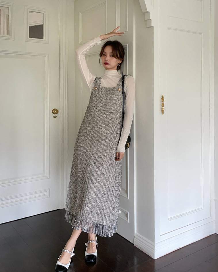 【動画あり】ツイードフリンジロングワンピース　２色展開 - select store mirror me【動画あり】ツイードフリンジロングワンピース　２色展開199275654mirror meselect store mirror me199275654グレーS
