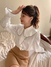 【動画あり】バイカラーフロントビッグフリルブラウス　２色展開 - select store mirror me【動画あり】バイカラーフロントビッグフリルブラウス　２色展開199280809mirror meselect store mirror me199280809ホワイトS