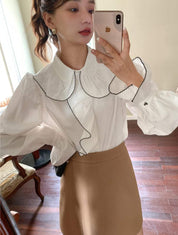 【動画あり】バイカラーフロントビッグフリルブラウス　２色展開 - select store mirror me【動画あり】バイカラーフロントビッグフリルブラウス　２色展開199280809mirror meselect store mirror me199280809ホワイトS