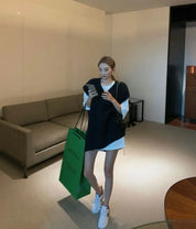 オーバーニットベスト＆シャツ２点セット　２色展開 mirror me