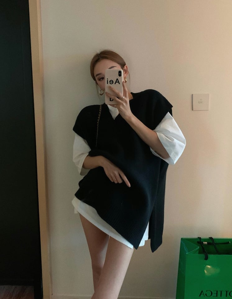 オーバーニットベスト＆シャツ２点セット　２色展開 - select store mirror meオーバーニットベスト＆シャツ２点セット　２色展開186885259mirror meselect store mirror me186885259グレーS