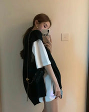 オーバーニットベスト＆シャツ２点セット　２色展開 mirror me