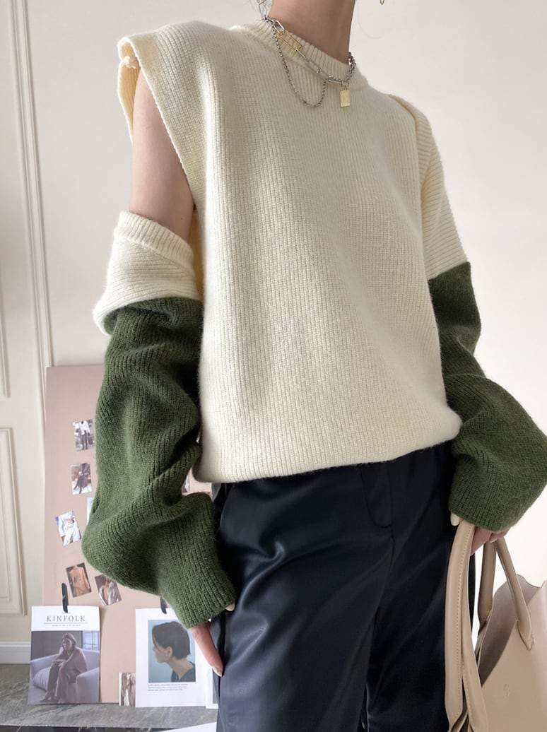 マルチカラー変形ニットトップス２点セット　２色展開 - select store mirror meマルチカラー変形ニットトップス２点セット　２色展開197043525mirror meselect store mirror me197043525ホワイト