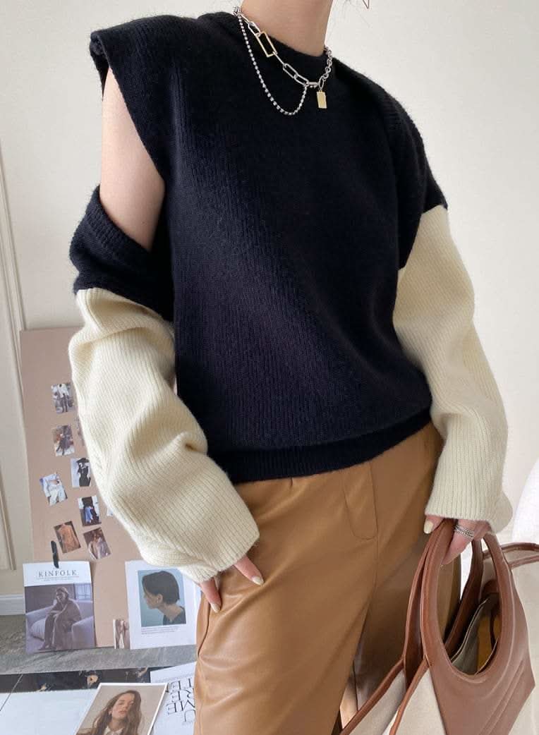 マルチカラー変形ニットトップス２点セット　２色展開 - select store mirror meマルチカラー変形ニットトップス２点セット　２色展開197043525mirror meselect store mirror me197043525ホワイト