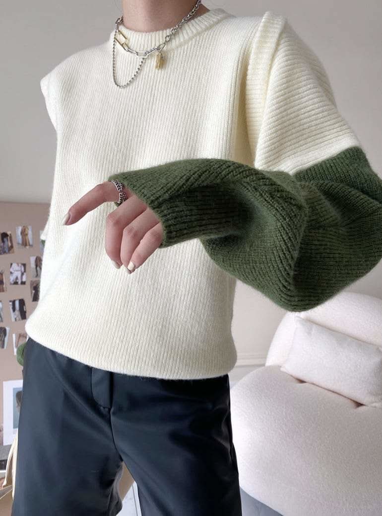 マルチカラー変形ニットトップス２点セット　２色展開 - select store mirror meマルチカラー変形ニットトップス２点セット　２色展開197043525mirror meselect store mirror me197043525ホワイト