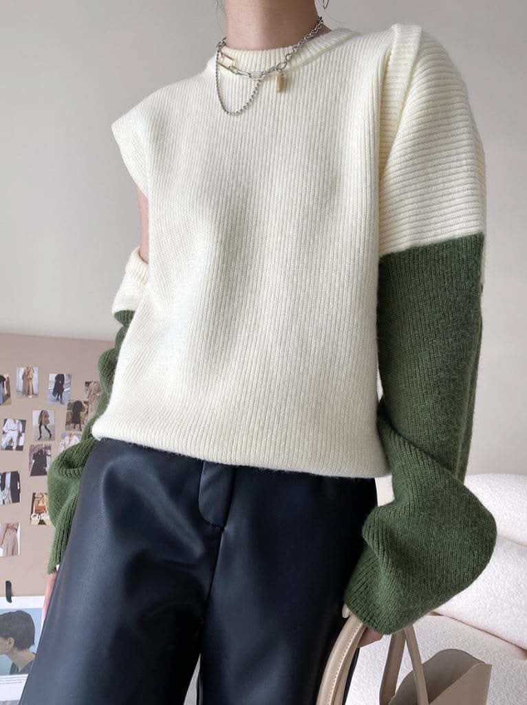 マルチカラー変形ニットトップス２点セット　２色展開 - select store mirror meマルチカラー変形ニットトップス２点セット　２色展開197043525mirror meselect store mirror me197043525ホワイト