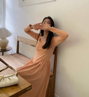 【動画あり】スクエア切り替えフレアワンピース　２色展開 - select store mirror me【動画あり】スクエア切り替えフレアワンピース　２色展開200086831mirror meselect store mirror me200086831ピンクベージュS