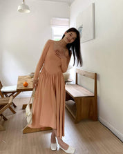 【動画あり】スクエア切り替えフレアワンピース　２色展開 - select store mirror me【動画あり】スクエア切り替えフレアワンピース　２色展開200086831mirror meselect store mirror me200086831ピンクベージュS