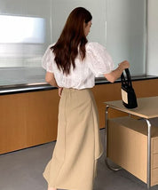 デザインシースルーレースパフスリーブブラウス　２色展開 - select store mirror meデザインシースルーレースパフスリーブブラウス　２色展開200963590mirror meselect store mirror me200963590ホワイト