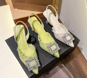 スクエアビジューツイードヒールミュール　２色展開 - select store mirror meスクエアビジューツイードヒールミュール　２色展開201190934mirror meselect store mirror me201190934ホワイト22cm