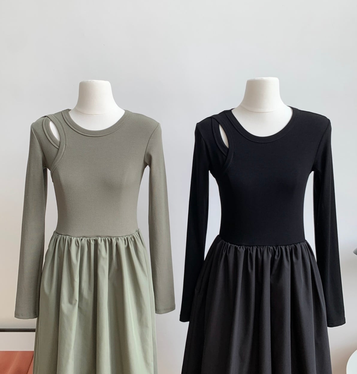 ダブルカットショルダー長袖ワンピース　２色展開 - select store mirror meダブルカットショルダー長袖ワンピース　２色展開201689162mirror meselect store mirror me201689162ブラックS