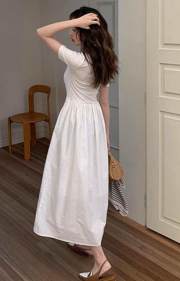 【動画あり】半袖ボタン切り替えフレアワンピース　２色展開 - select store mirror me【動画あり】半袖ボタン切り替えフレアワンピース　２色展開201806392mirror meselect store mirror me201806392ホワイトS