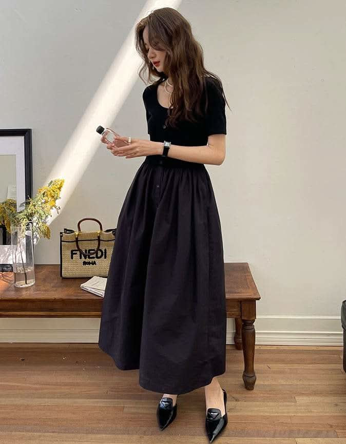 【動画あり】半袖ボタン切り替えフレアワンピース　２色展開 - select store mirror me【動画あり】半袖ボタン切り替えフレアワンピース　２色展開201806392mirror meselect store mirror me201806392ホワイトS