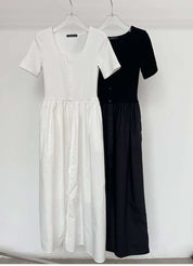 【動画あり】半袖ボタン切り替えフレアワンピース　２色展開 - select store mirror me【動画あり】半袖ボタン切り替えフレアワンピース　２色展開201806392mirror meselect store mirror me201806392ホワイトS