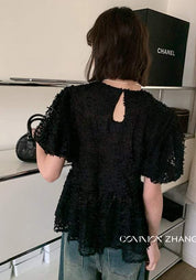 【動画あり】立体フラワーサークルレースブラウス　２色展開 - select store mirror me【動画あり】立体フラワーサークルレースブラウス　２色展開204452633mirror meselect store mirror me204452633ホワイト