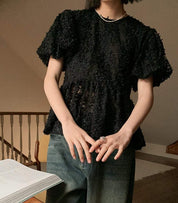 【動画あり】立体フラワーサークルレースブラウス　２色展開 - select store mirror me【動画あり】立体フラワーサークルレースブラウス　２色展開204452633mirror meselect store mirror me204452633ホワイト