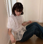 【動画あり】立体フラワーサークルレースブラウス　２色展開 - select store mirror me【動画あり】立体フラワーサークルレースブラウス　２色展開204452633mirror meselect store mirror me204452633ホワイト