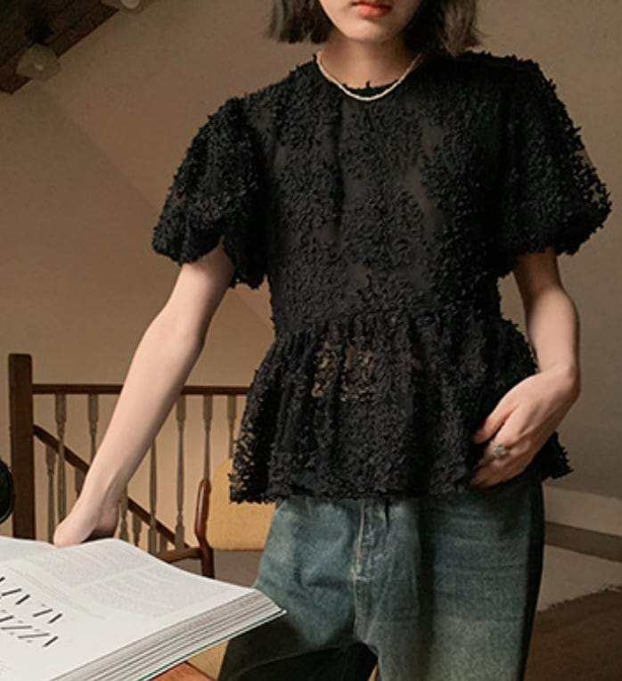 【動画あり】立体フラワーサークルレースブラウス　２色展開 - select store mirror me【動画あり】立体フラワーサークルレースブラウス　２色展開204452633mirror meselect store mirror me204452633ホワイト
