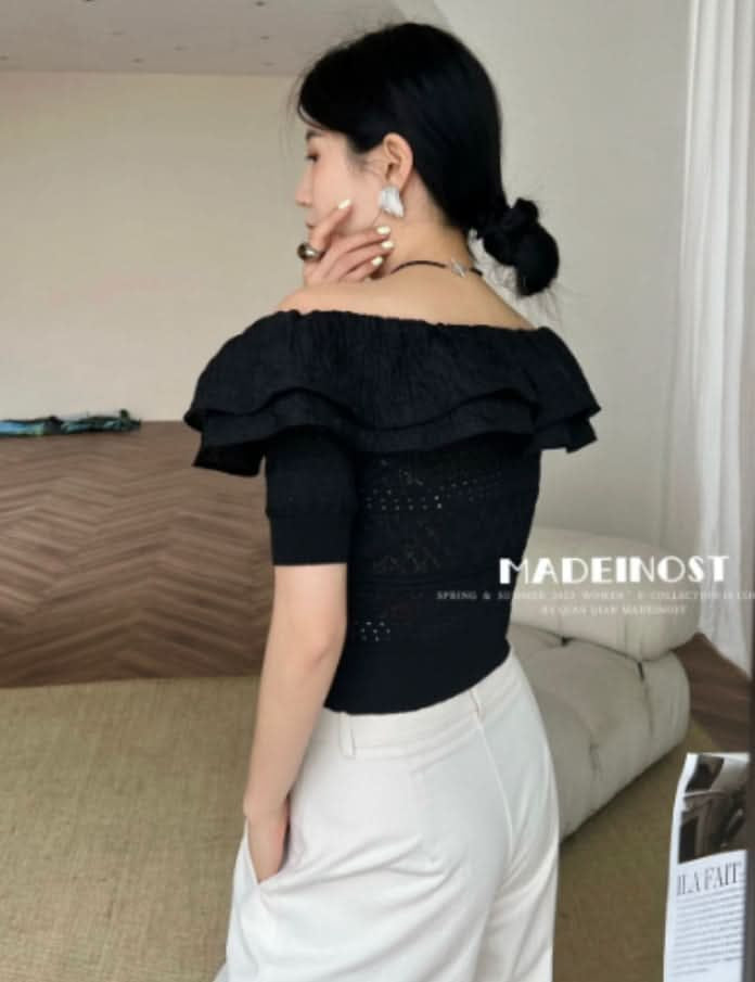 ダブルフリルサマーニットトップス　２色展開 - select store mirror meダブルフリルサマーニットトップス　２色展開205690606mirror meselect store mirror me205690606ホワイト