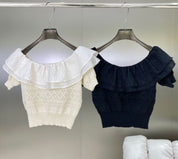 ダブルフリルサマーニットトップス　２色展開 - select store mirror meダブルフリルサマーニットトップス　２色展開205690606mirror meselect store mirror me205690606ホワイト