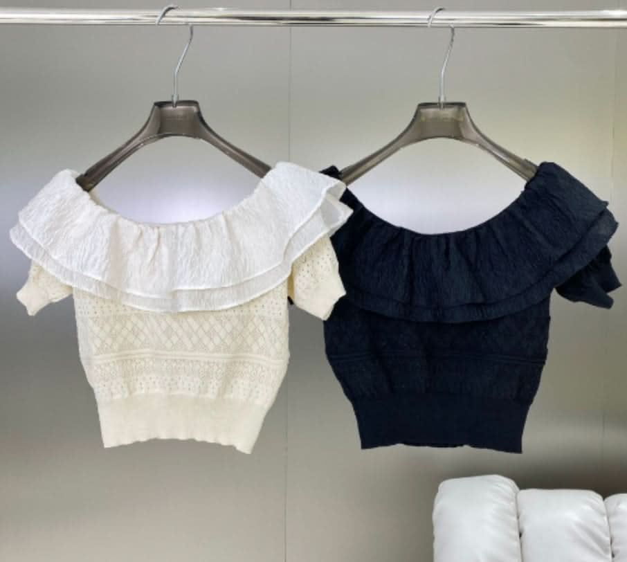 ダブルフリルサマーニットトップス　２色展開 - select store mirror meダブルフリルサマーニットトップス　２色展開205690606mirror meselect store mirror me205690606ホワイト